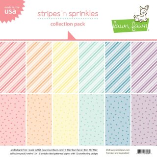 Lawn Fawn, stripes n sprinkles collection pack, 12"x12" / 30,05x30,5cm, Block 12 Blatt