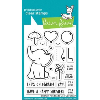 Lawn Fawn, clear stamp, elephant parade add-on