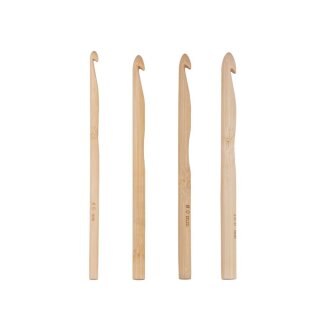 Bambus Häkelnadel, 4, 6, 8, 10mm ø, Länge 15cm, 4 Stück, natur