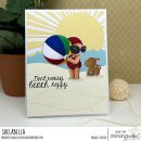 Stamping Bella, Rubber Stamp, SUMMER BUNDLE GIRL WITH A BEACH BALL &amp; PUPPY