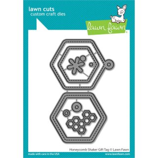 Lawn Fawn, lawn cuts/ Stanzschablone, honeycomb shaker gift tag