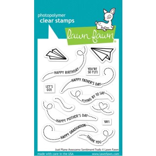 Lawn Fawn, clear stamp, just plane awesome sentiment trails