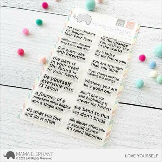 Mama Elephant, clear stamp, Love Yourself