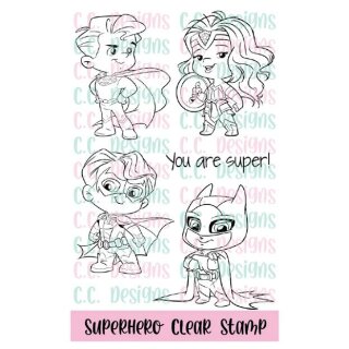 C.C. Designs, clear stamp, Superhero