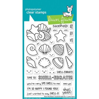 Lawn Fawn, clear stamp, how you bean? seashell add-on