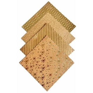 Faltpapier Kraftpapier Goldfolie, 32 Blatt, 15x15cm 110g/m2