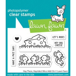Lawn Fawn, clear stamp, hay there, hayrides! mice add-on