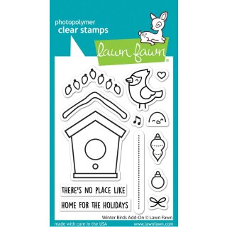 Lawn Fawn, clear stamp, winter birds add-on