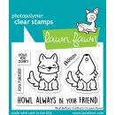 Lawn Fawn, clear stamp, wolf before n afters
