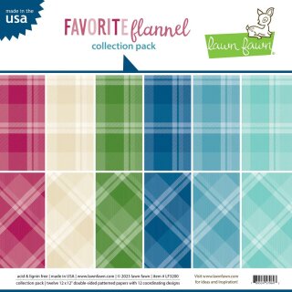 Lawn Fawn, favorite flannel collection pack, 12"x12" / 30,05x30,5cm, Block 12 Blatt
