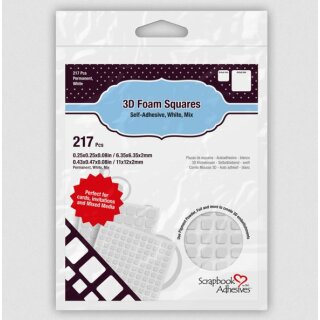Scrapbook Adhesives, 3D Foam Squares - White Mix