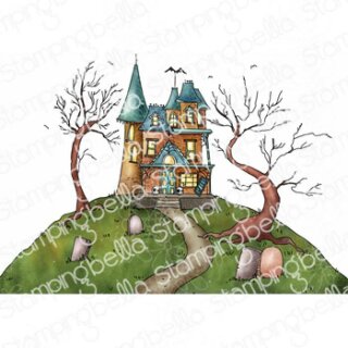 Stamping Bella, Rubber Stamp, HAUNTED HOUSE BACKDROP