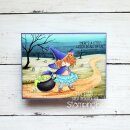Stamping Bella, Rubber Stamp, TINY TOWNIE WANDA THE WITCH &amp; HER CAULDRON