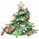 Stamping Bella, Rubber Stamp, ODDBALL CHRISTMAS CATS IN TREE