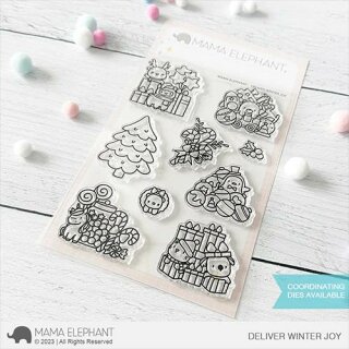 Mama Elephant, clear stamp, DELIVER WINTER JOY