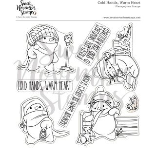 Sweet November Stamps, clear stamp, Cold Hands, Warm Hearts