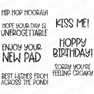 Stamping Bella, Rubber Stamp, FROGGY SENTIMENT SET (includes 7 stamps)