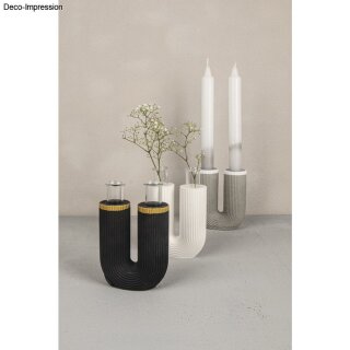 Silikon Gießform U-Form Vase geriffelt, 8,5x3,8x10cm, inkl. 2 Reagenzgläser
