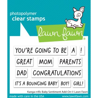 Lawn Fawn, clear stamp, kanga-rrific baby sentiment add-on