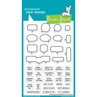 Lawn Fawn, clear stamp, all the speech bubbles