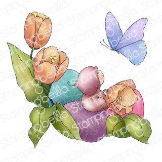 Stamping Bella, Rubber Stamp, BUNDLE GIRL AMONG TULIPS...