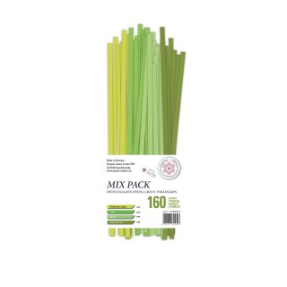 papier + ideen, Quilling Papierstreifen MIX Frühlingsgrün, 5x450mm, 160 Streifen
