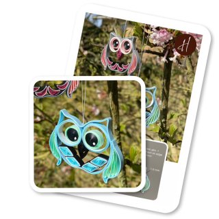 Hanne Olesen, Quilling Ideenseite Eulen (keine Anleitung)