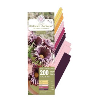 papier + ideen, 3D Quilling Kit - 3D Blumen Bordeaux