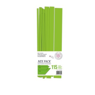 papier + ideen, Quilling Papierstreifen MIX Grass Green für Blumen 5, 15, 25 mm