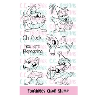 C.C. Designs, clear stamp, Robertos Rascals - Flamingos