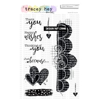 Tracey Hey, clear stamp A6, "just because"
