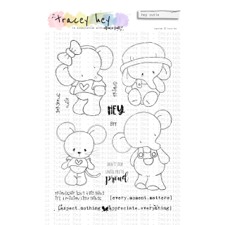 Tracey Hey, clear stamp A6, "hey cutie"