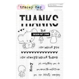 Tracey Hey, clear stamp A6, "big thanks"