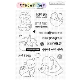 Tracey Hey, clear stamp A5, "cutie fruities"