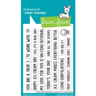 Lawn Fawn, clear stamp, treat cart sentiment add-on