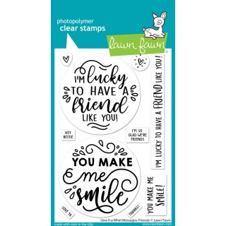 Lawn Fawn, clear stamp, give it a whirl messages: friends