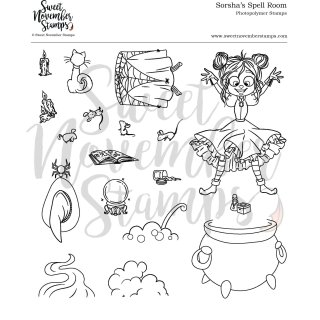 Sweet November Stamps, clear stamp, Sorshas Spell Room