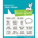 Lawn Fawn, clear stamp, tiny sentiments: coffee