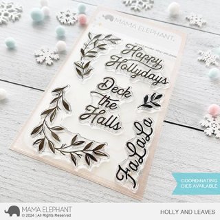 Mama Elephant, clear stamp, HOLLY AND LEAVES
