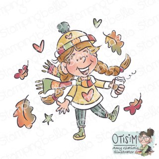 Stamping Bella, Rubber Stamp, FALL IS FUN GIRL