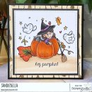 Stamping Bella, Rubber Stamp, LITTLE WITCH AT THE PUMPKIN PATCH