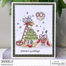 Stamping Bella, Rubber Stamp, CHRISTMAS MICE DECORATING THE TREE