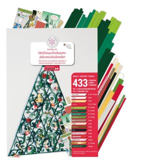 papier + ideen: Quilling Kit, Weihnachtsbaum-Adventskalender