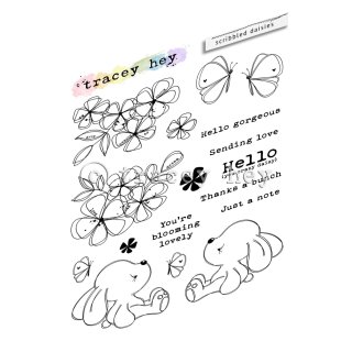 Tracey Hey, clear stamp A5, "Scribbled Daisies"