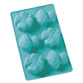 Silikonform, Pilze und Kleeblätter, 27,6x17 cm, 6fach