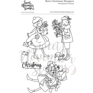 Sweet November Stamps, clear stamp, Retro Christmas Shoppers