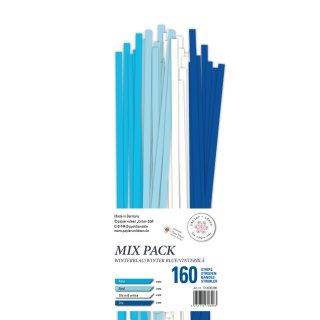 papier + ideen, Quilling Papierstreifen MIX Winterblau, 5x450mm, 160 Streifen