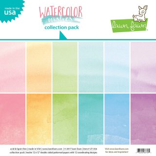 Lawn Fawn, watercolor wishes collection pack, 12"x12" / 30,05x30,5cm, Block 12 Blatt