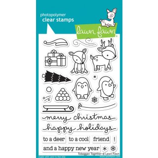Lawn Fawn, clear stamp, toboggan together