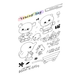 Tracey Hey, clear stamp A6, "bloom wildly"